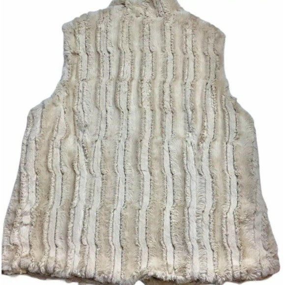 Robert Kitchen Canada Cream Beige Soft Vegan Faux Fur Full Zipper M Vest - Picture 4 of 10